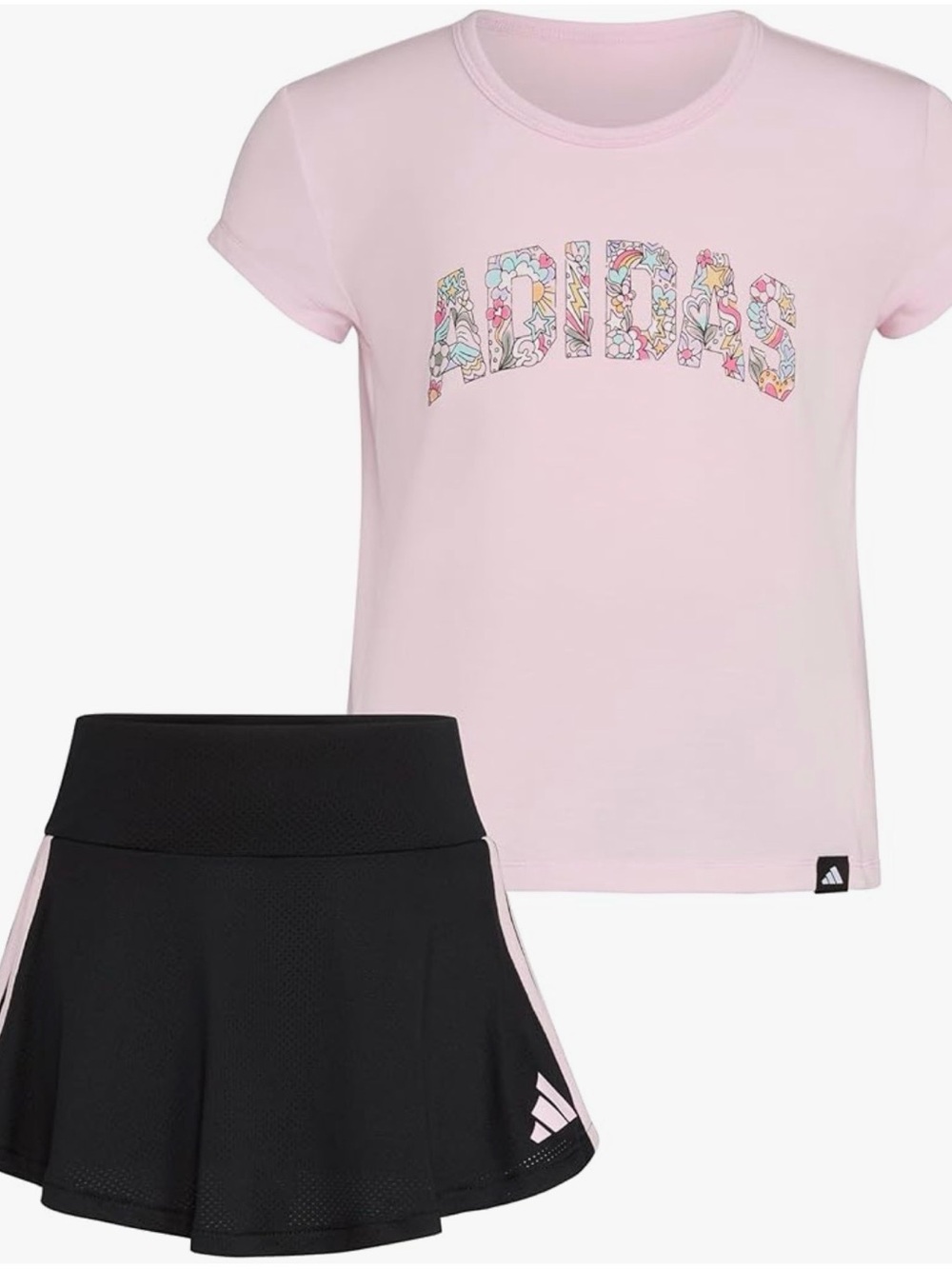 Adidas Baby 2 piece Box Tee and Pleated Shirts Set 12 months Black/Pink